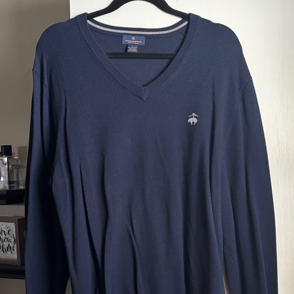 Brooks Brothers Classic Navy V-Neck Sweater